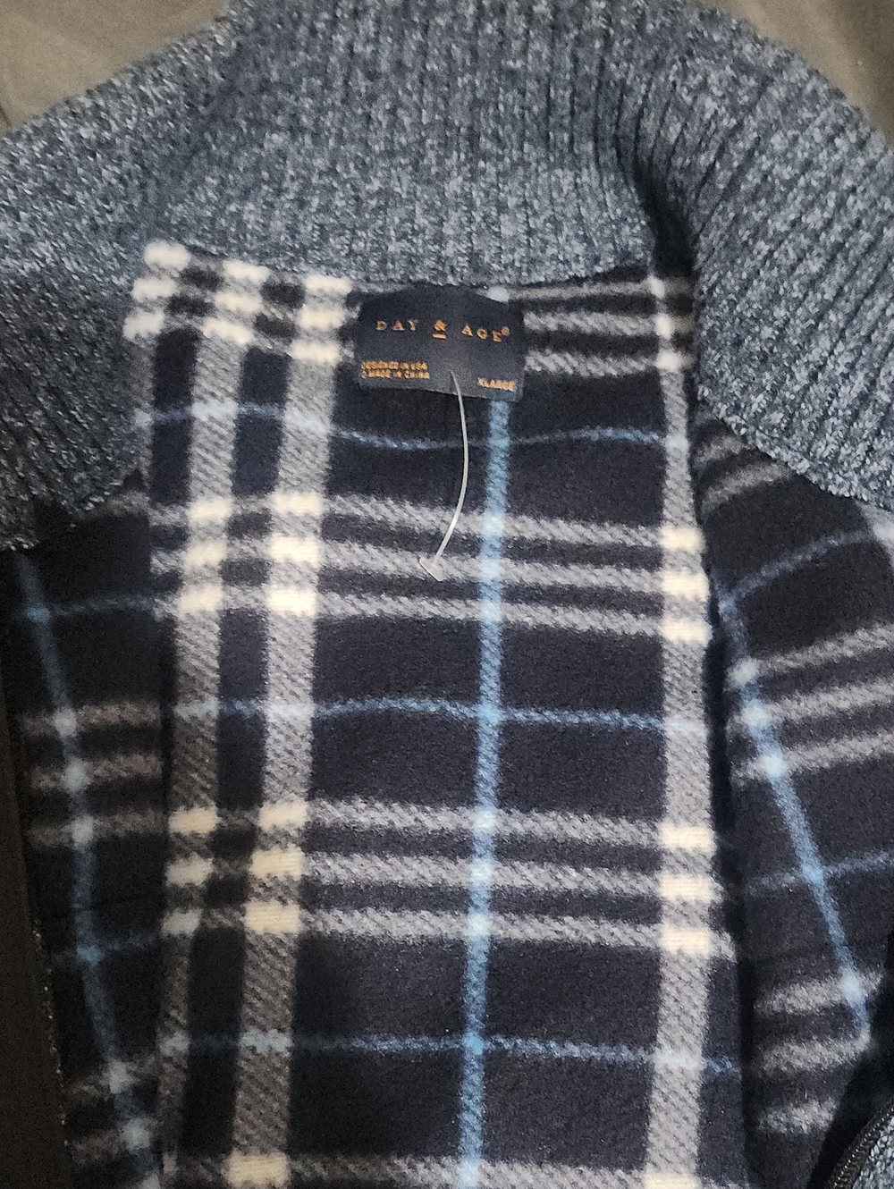 Day & Age Plaid Zip-Up Jacket in Navy & Gray